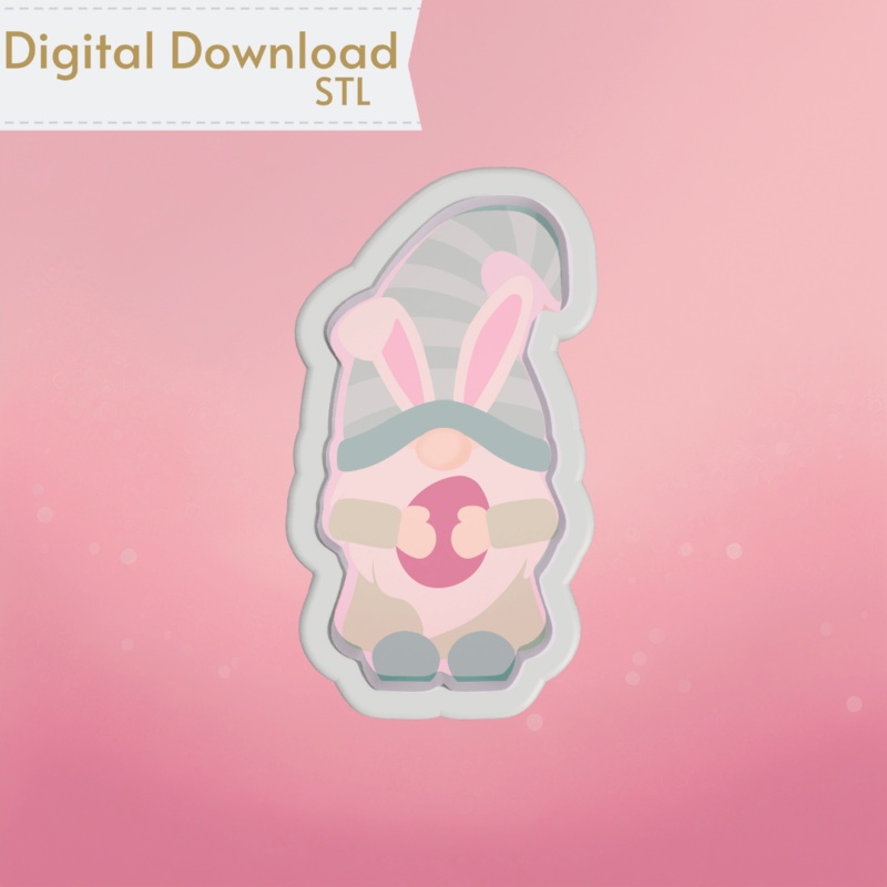 Gnome Hugging Egg Cookie Cutter STL