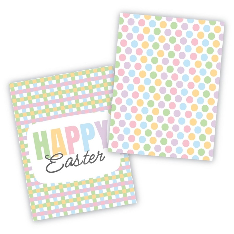 Happy Easter Stripes and Dots Cookie Backer - Food Safe, Double Sided 3.75" x 5"