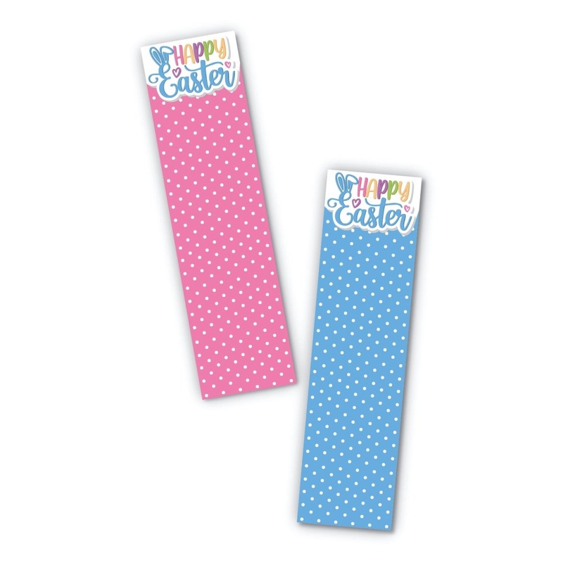 Happy Easter with Dots Cookie Backer - Food Safe, Double Sided 2" x 7.5"