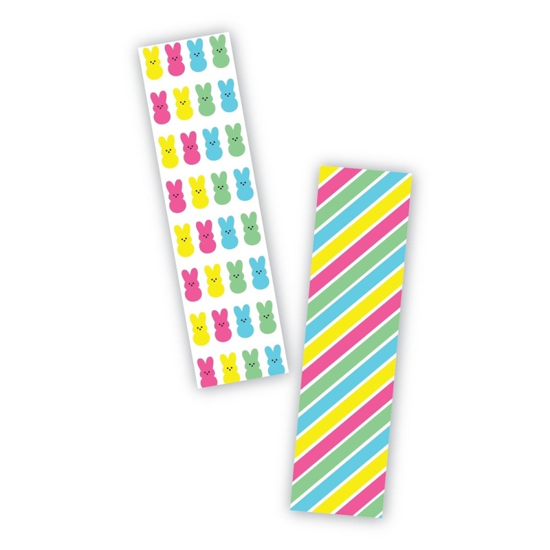 Marshmallow Bunnies and Stripes Cookie Backer - Food Safe, Double Sided 2" x 7.5"