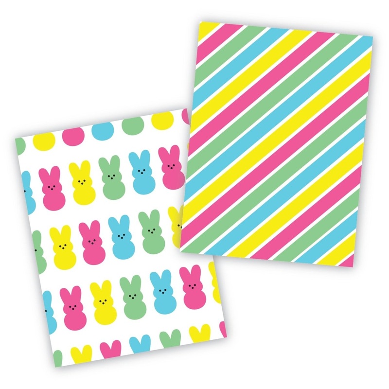 Marshmallow Bunnies and Stripes Cookie Backer - Food Safe, Double Sided 3.75" x 5"