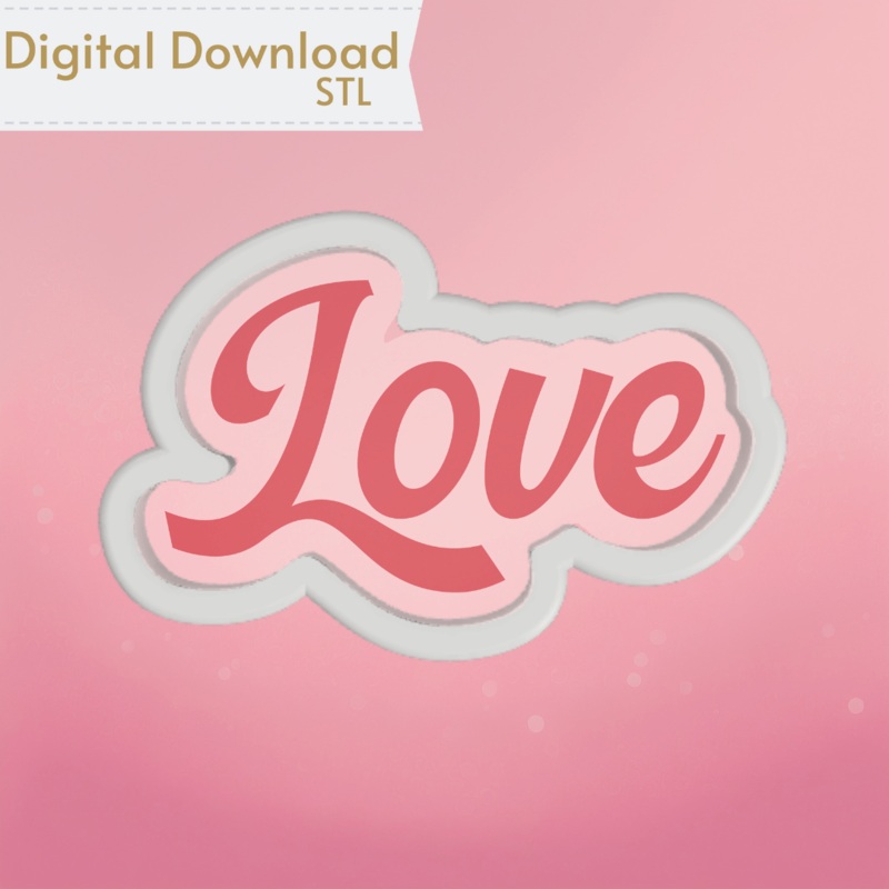 Retro Love Cookie Cutter STL
