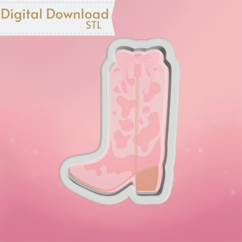 Cowgirl Boot with Bow Cookie Cutter STL