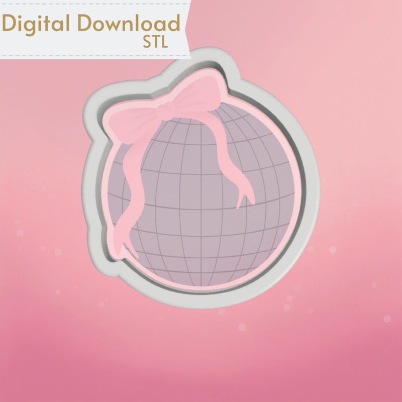 Disco Ball with Bow Cookie Cutter STL