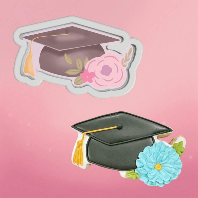 Floral Grad Cap Cookie Cutter