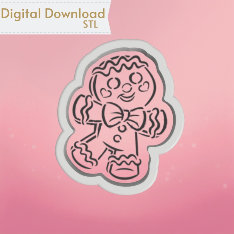 Happy Gingerbread Man-PYO Cookie Cutter STL