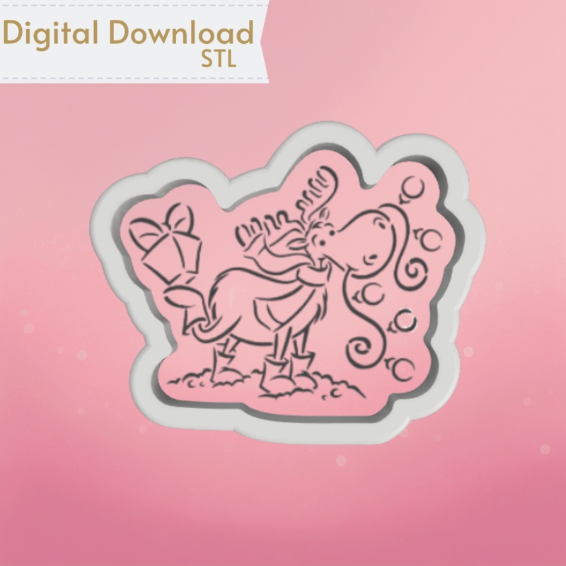 Moose with Presents-PYO Cookie Cutter STL