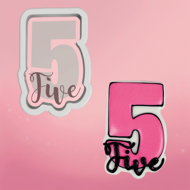 Number and Script Five Cookie Cutter