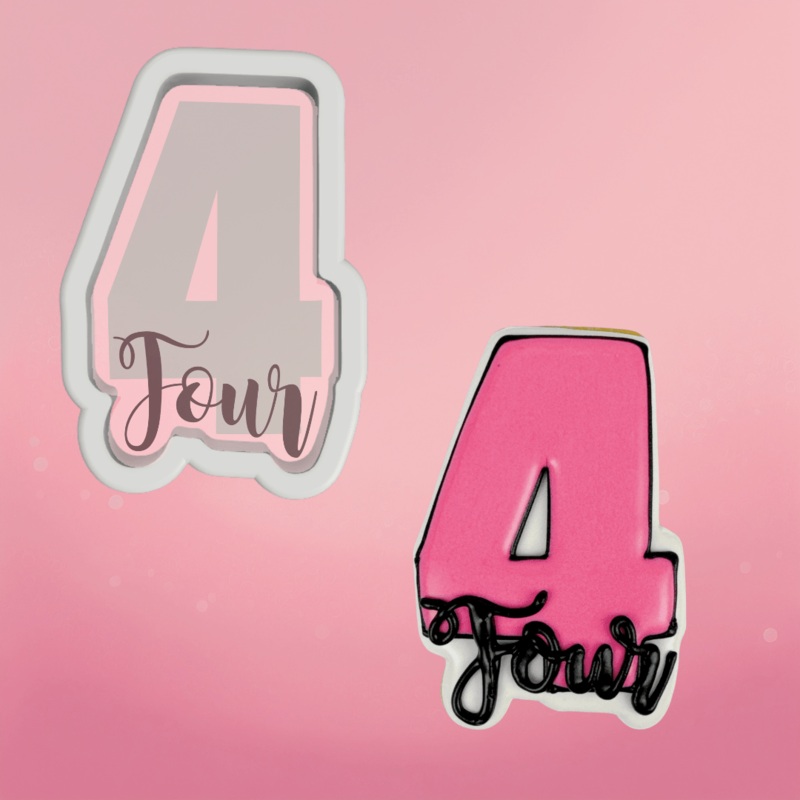 Number and Script Four Cookie Cutter