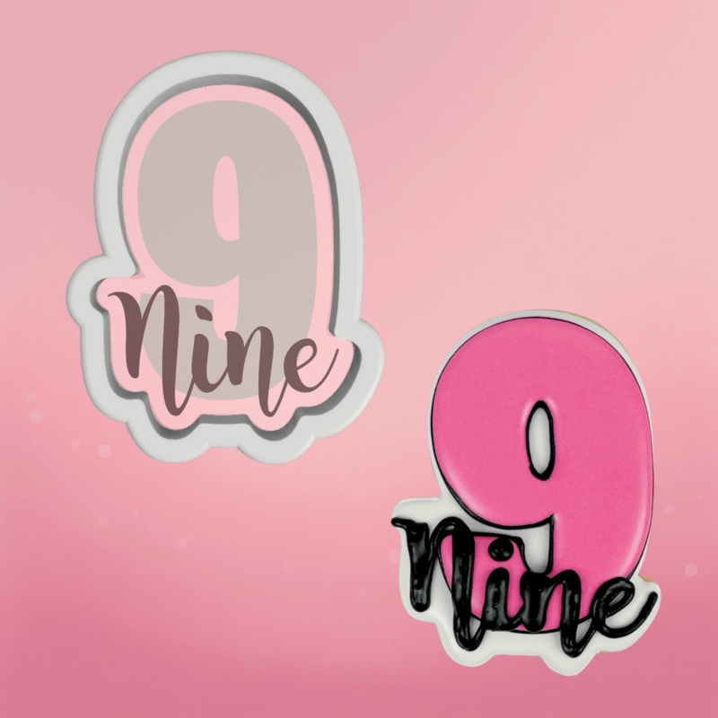 Number and Script Nine Cookie Cutter
