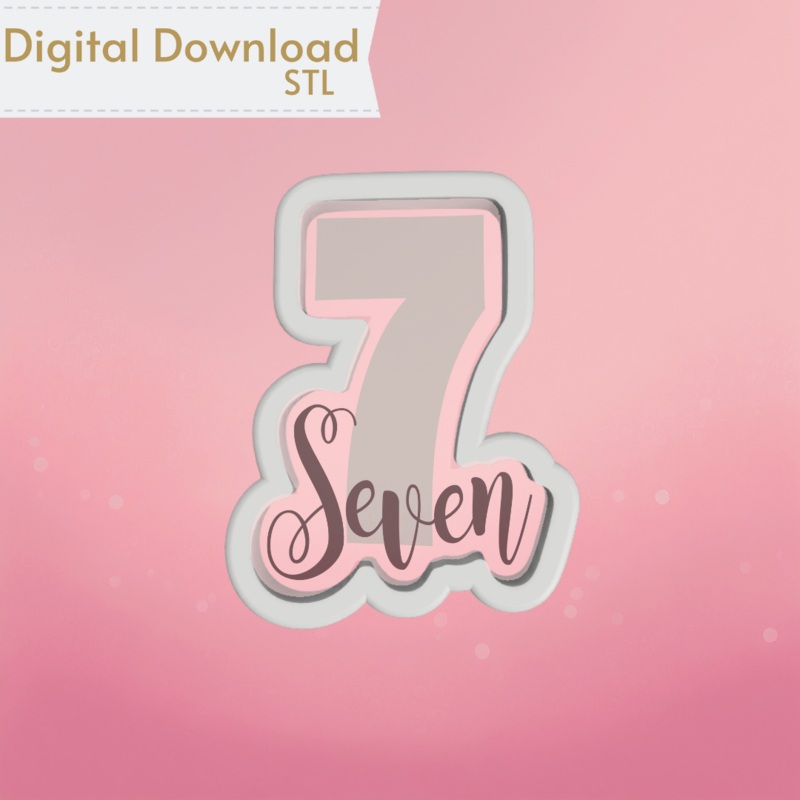 Number and Script Seven Cookie Cutter STL