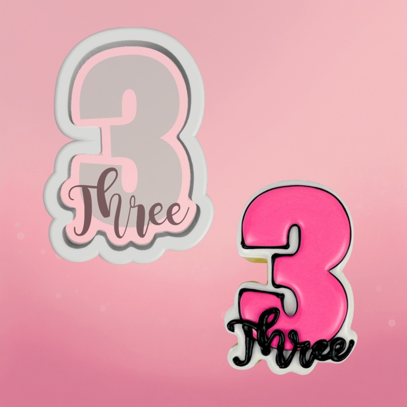 Number and Script Three Cookie Cutter