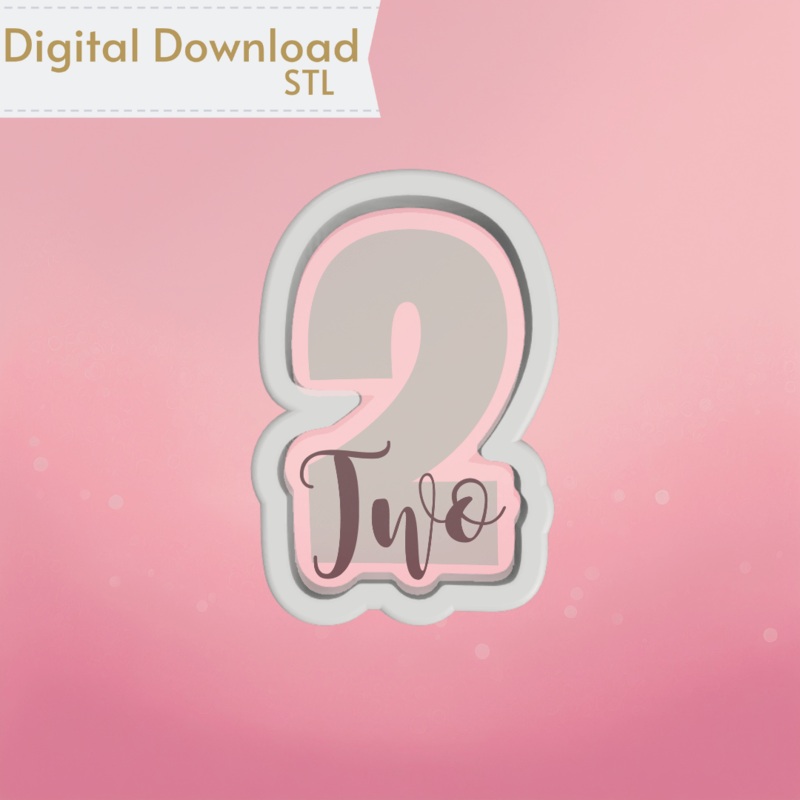 Number and Script Two Cookie Cutter STL