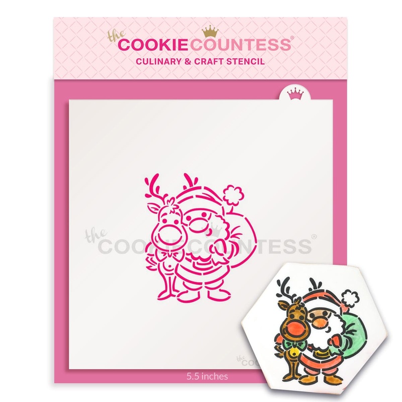 Santa and Rudolph Stencil - Drawn by Krista
