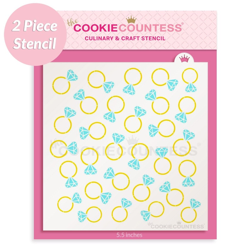 2 Piece Diamond Rings Stencil