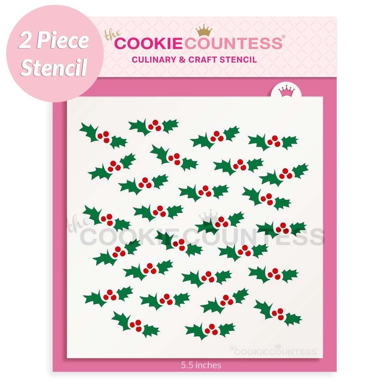 2 Piece Holly Set Stencil