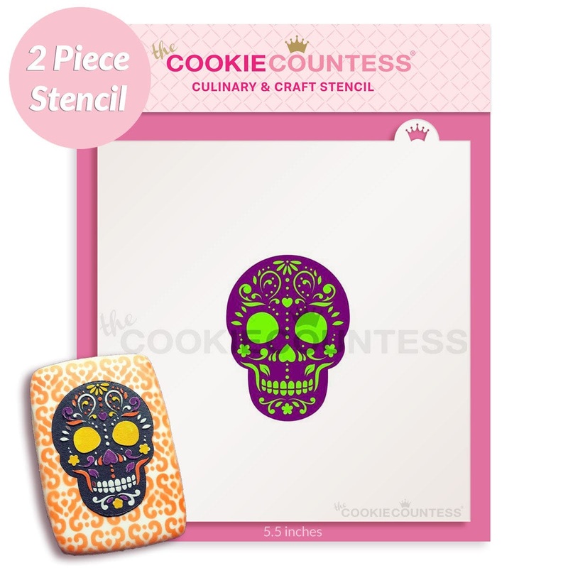 2 Piece Sugar Skull Stencil
