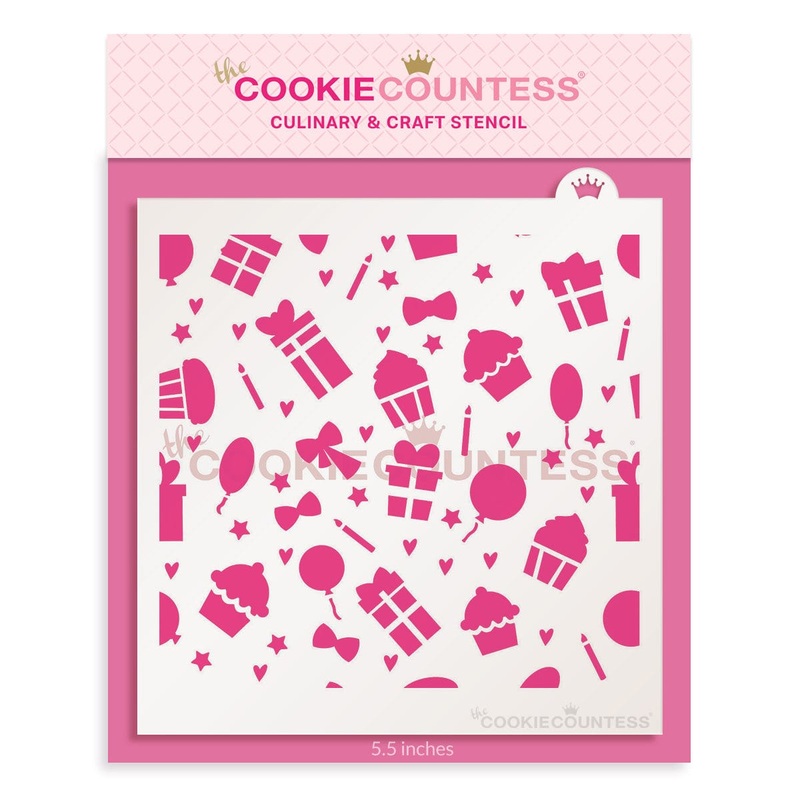 Birthday Icons Pattern Stencil