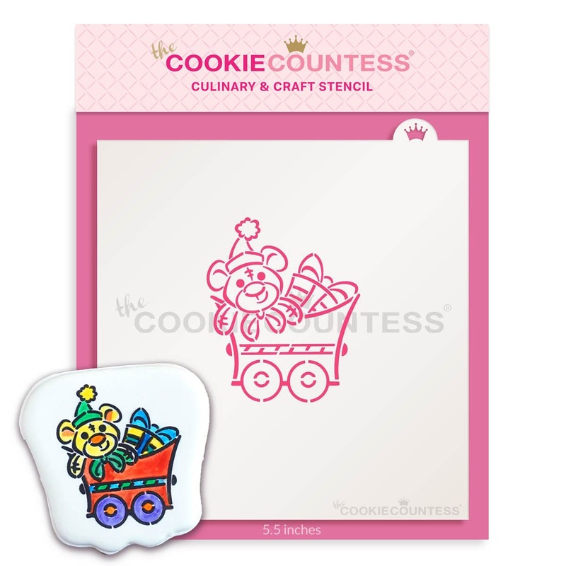Christmas Train Teddy Bear Car Stencil - Drawn by Krista