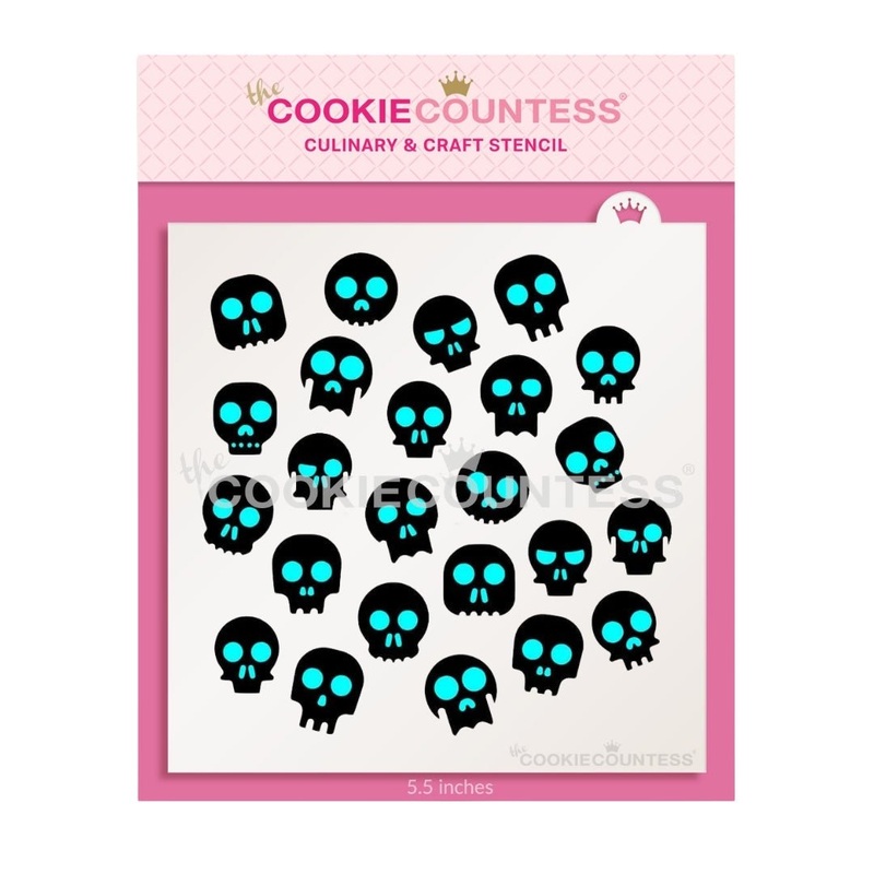 Cute Skeleton Heads 2 Piece Stencil