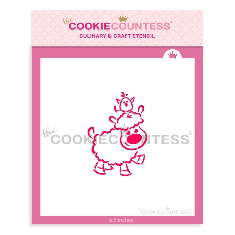 Lamb with Chick on Head Stencil - Drawn by Krista