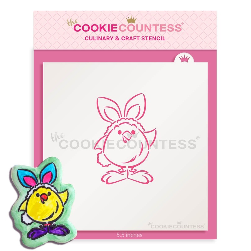 Fluffy Chick in Bunny Costume PYO Stencil - Drawn by Krista