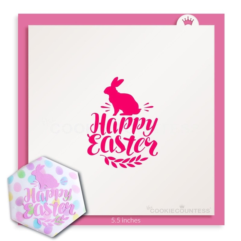 Happy Easter with Bunny Stencil