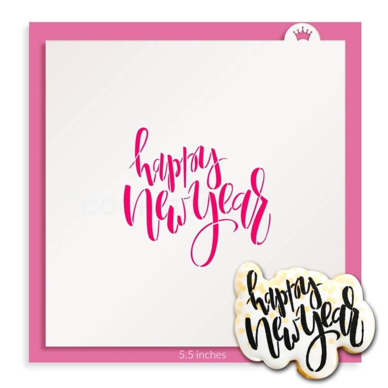 Happy New Year Script Stencil