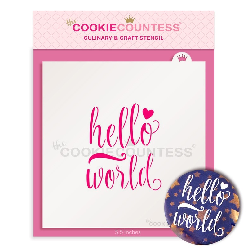 Hello World Baby Shower Stencil