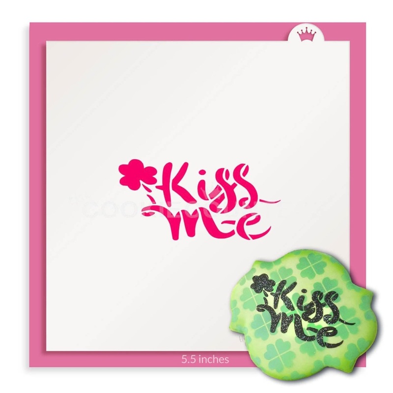 Kiss Me Script with Shamrock Stencil
