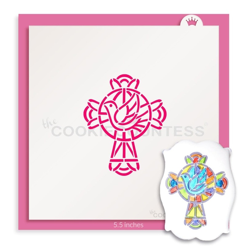 Stained Glass Cross Stencil - Drawn by Krista