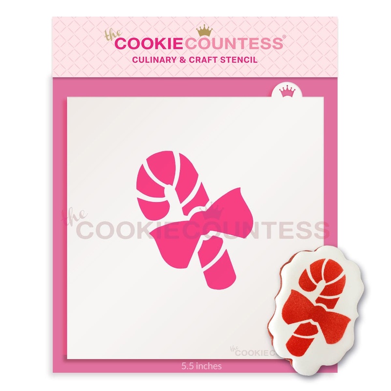Candy Cane with Bow Stencil