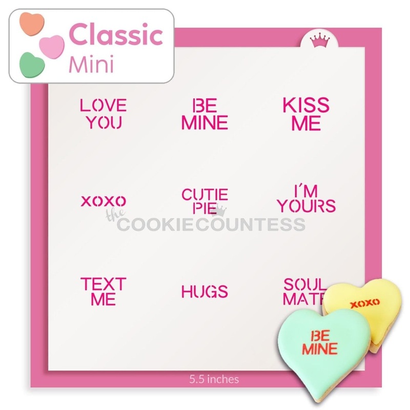 Conversation Hearts Classic Mini 1" Sayings Stencil