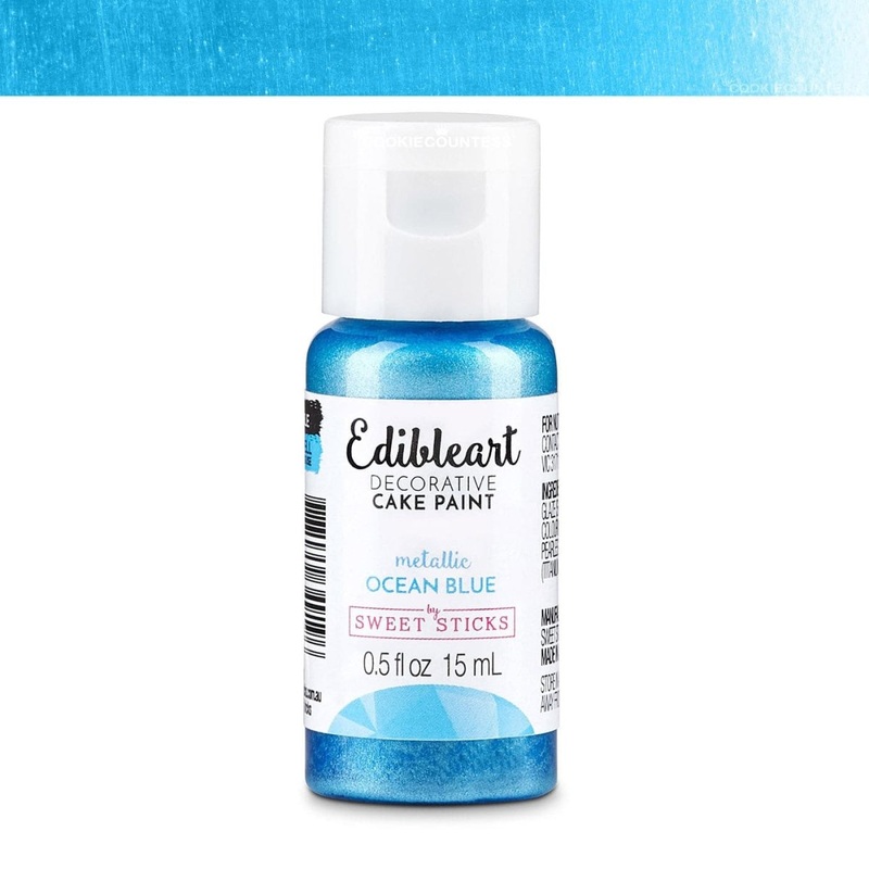 Edible Art Decorative Paint - Metallic Ocean Blue 15ml