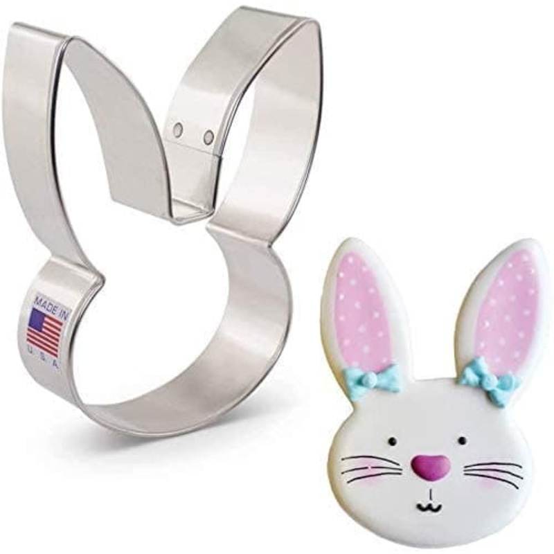 Flour Box Bunny Head Cookie Cutter 4"