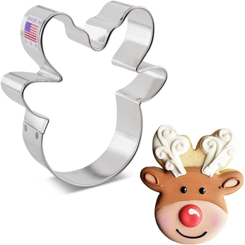 Flour Box Reindeer Head Cookie Cutter 3 3/4"