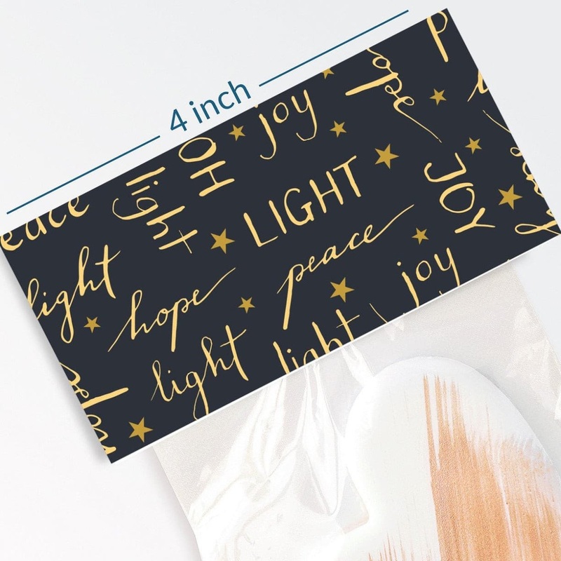 Bag Topper 4" - Gold Holiday Words