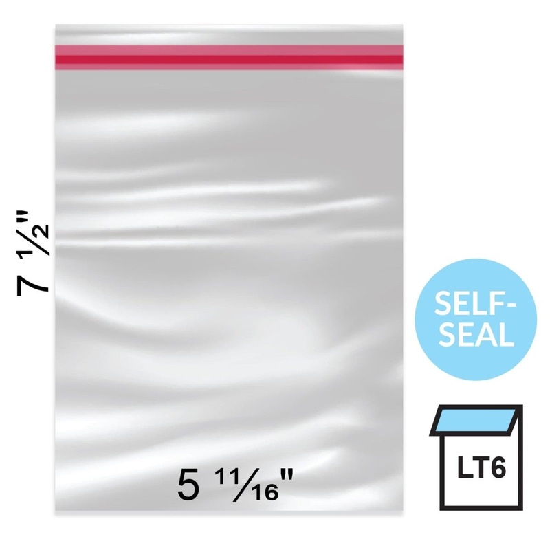 Clear Lip & Tape Bags 5 11/16 x 7 1/2" - pack of 100