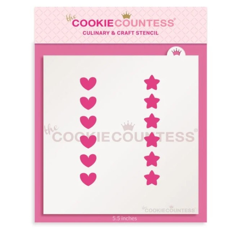Cookie Stick Stencil - Stars and Hearts