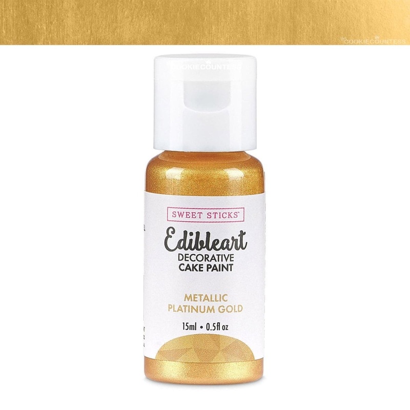 Edible Art Decorative Paint - Metallic Platinum Gold 15ml