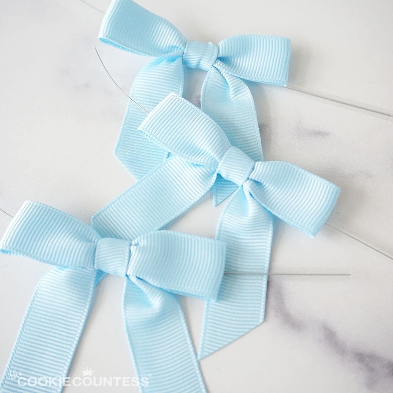 Pre-tied Grosgrain Bows with Wire Twist Tie: Blue Topaz