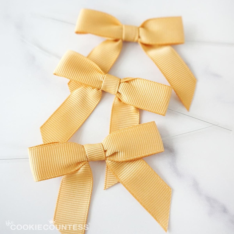 Pre-tied Grosgrain Bows with Wire Twist Tie: Old Gold
