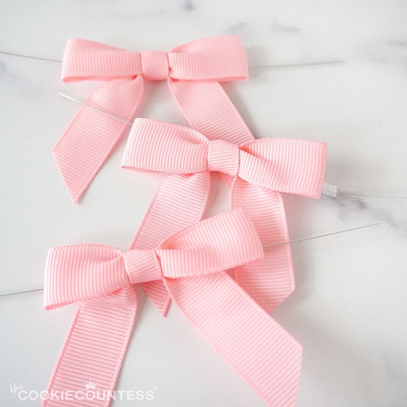 Pre-tied Grosgrain Bows with Wire Twist Tie: Pink