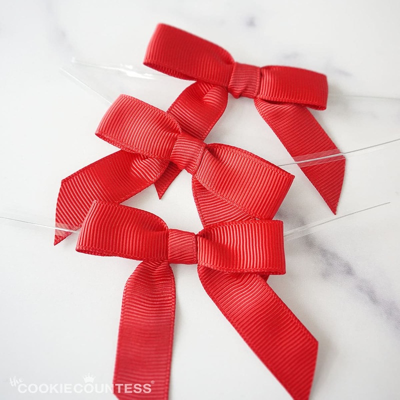 Pre-tied Grosgrain Bows with Wire Twist Tie: Scarlet Red