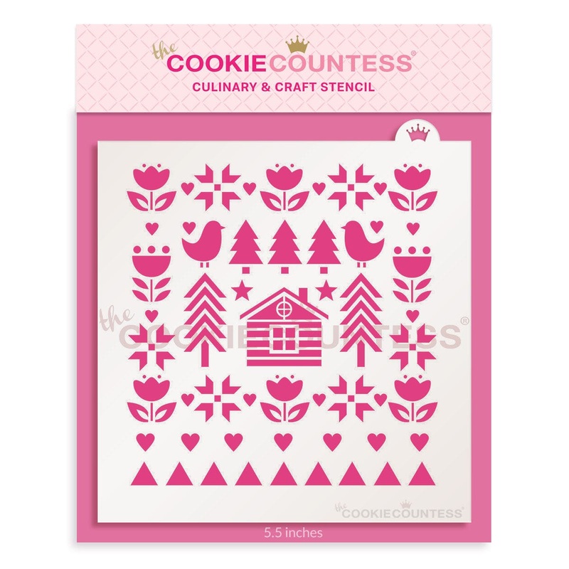Scandi Folk Art Pattern Stencil