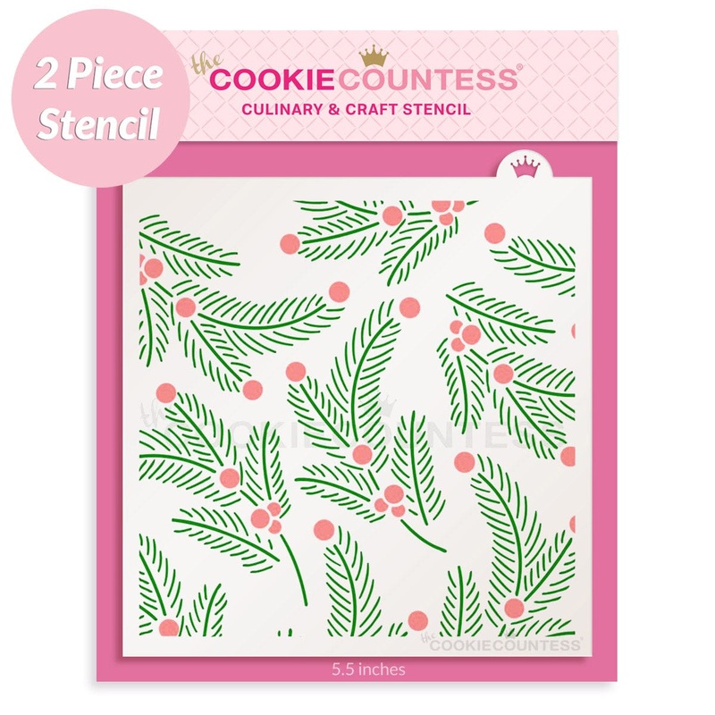 2 Piece Winter Foliage Stencil