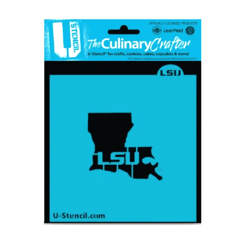 College Stencil - Louisiana State LSU with State Outline