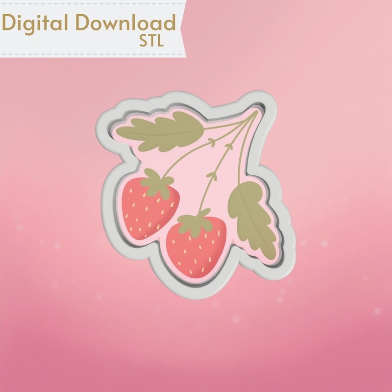 Bunch of Strawberries Cookie Cutter STL