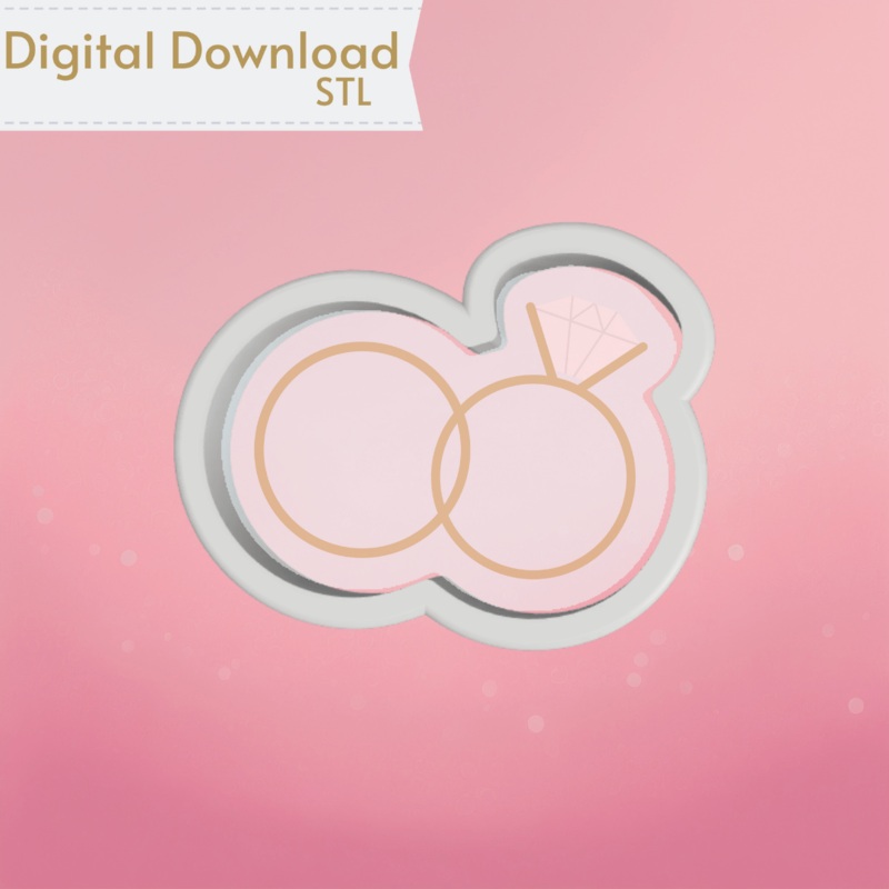 Couple Rings Cookie Cutter STL