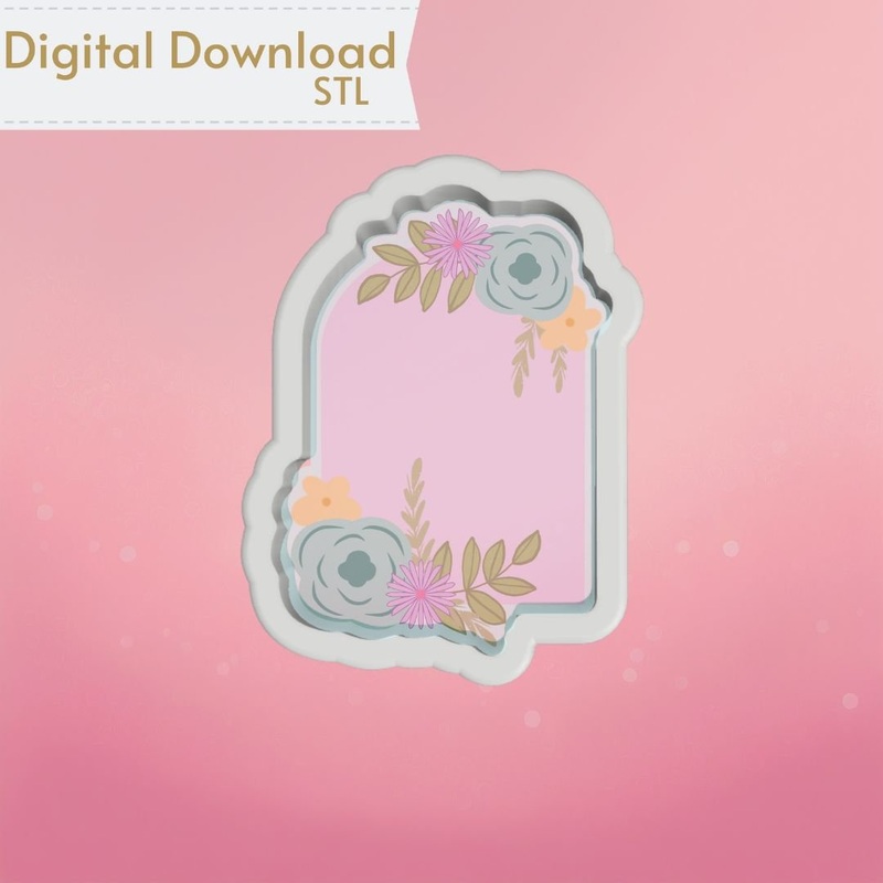 Floral Arch Plaque Cookie Cutter STL